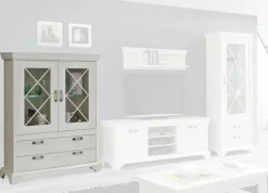 Vitrine weiß Pinie Nachbildung B/H/T: ca. 123x162x48 cm