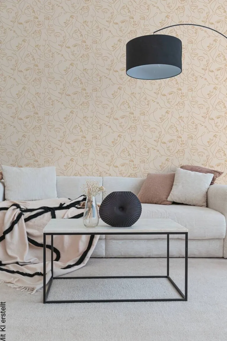 Vliestapete Abstrakt gold weiß B/L: ca. 53x1005 cm