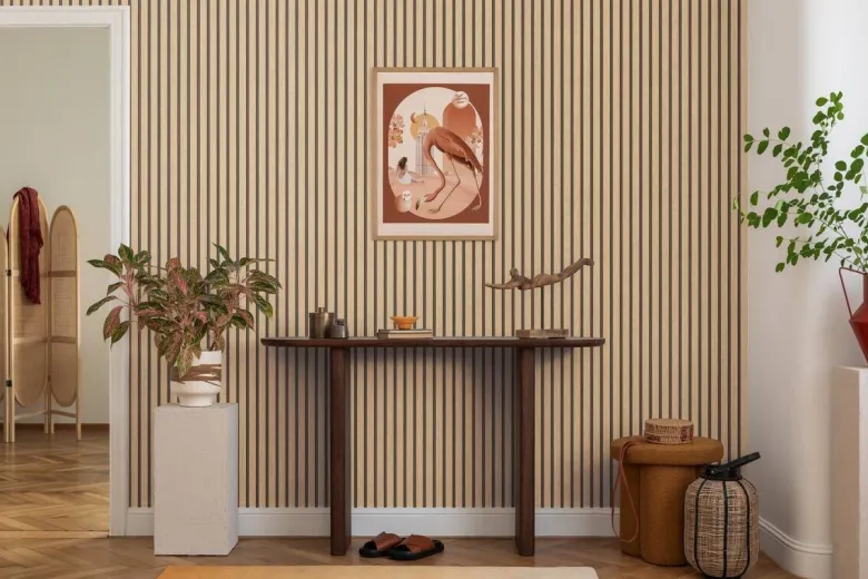 Vliestapete Akustikpaneel hellbraun B/L: ca. 53x1005 cm