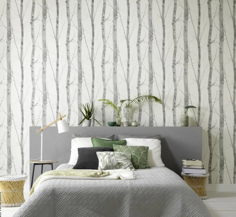 Vliestapete Birkenwald grau creme B/L: ca. 53x1005 cm