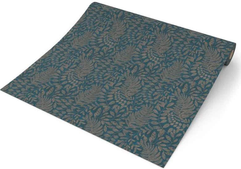 Vliestapete Blätter petrol gold B/L: ca. 53x1005 cm