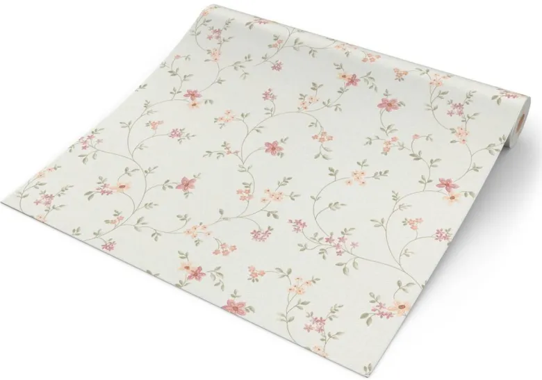 Vliestapete Blumen creme bunt B/L: ca. 53x1005 cm