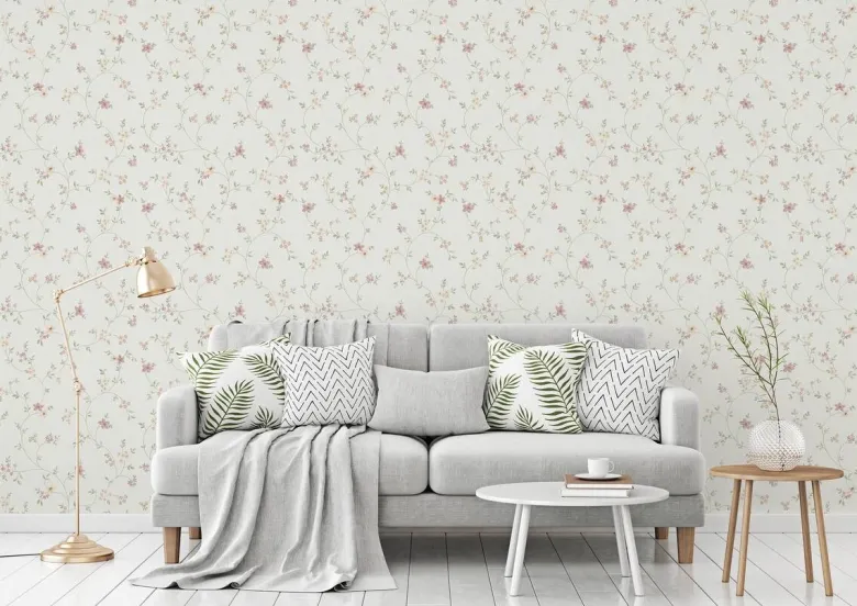 Vliestapete Blumen creme bunt B/L: ca. 53x1005 cm