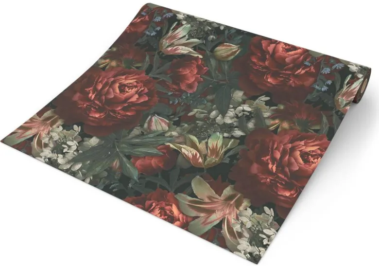 Vliestapete Floral schwarz bunt B/L: ca. 53x1005 cm