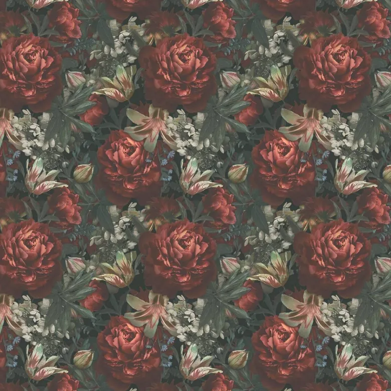 Vliestapete Floral schwarz bunt B/L: ca. 53x1005 cm