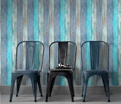 Vliestapete Holzoptik blau B/L: ca. 53x1005 cm