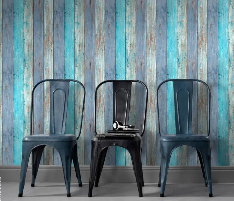 Vliestapete Holzoptik blau B/L: ca. 53x1005 cm