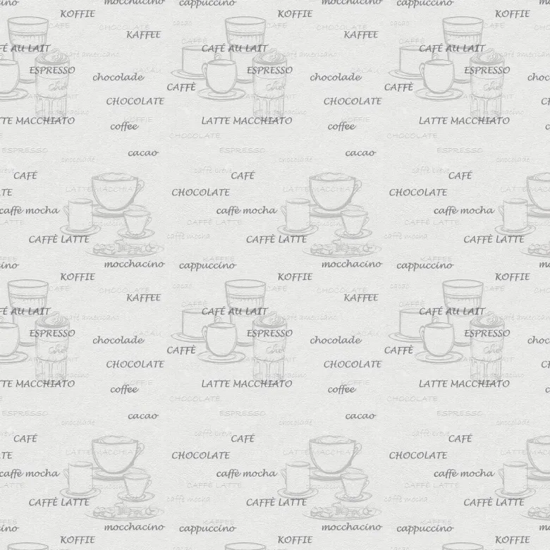 Vliestapete Kaffee weiß silber B/L: ca. 53x1005 cm