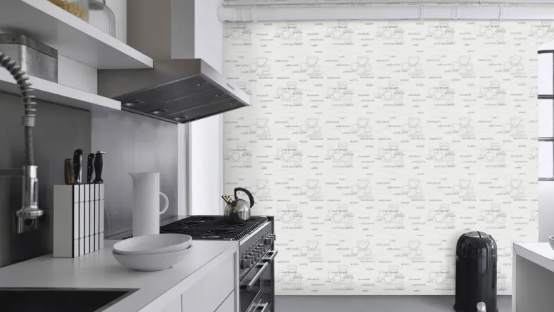 Vliestapete Kaffee weiß silber B/L: ca. 53x1005 cm