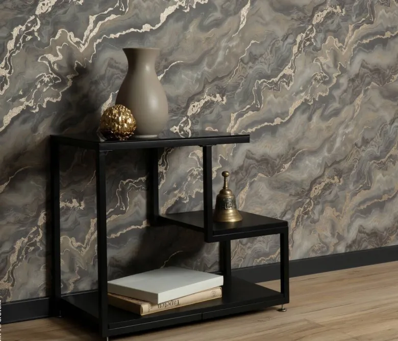 Vliestapete Marmor grau gold B/L: ca. 53x1005 cm