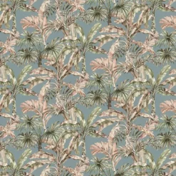 Vliestapete Palmenblätter blau grün beige B/L: ca. 53x1005 cm