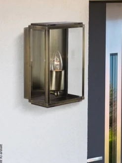 Wandaußenleuchte klar altmessing B/H/T: ca. 16x25x11 cm