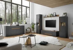Wandboard City Eiche Wotan Nachbildung anthrazit B/H/T: ca. 170x15x20 cm