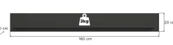 Wandboard LINEA grau matt B/H/T: ca. 160x20x20 cm