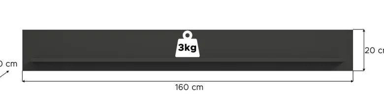 Wandboard LINEA grau matt B/H/T: ca. 160x20x20 cm