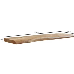 Wandregal braun Holz B/H/T: ca. 100x4x26 cm
