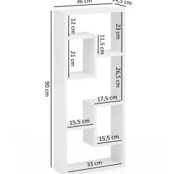 Wandregal weiß B/H/T: ca. 36x90x14,5 cm