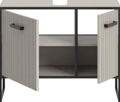 Waschbeckenunterschrank BAGNO schwarz Kaschmirgrau Nachbildung B/H/T: ca. 80x63x36 cm