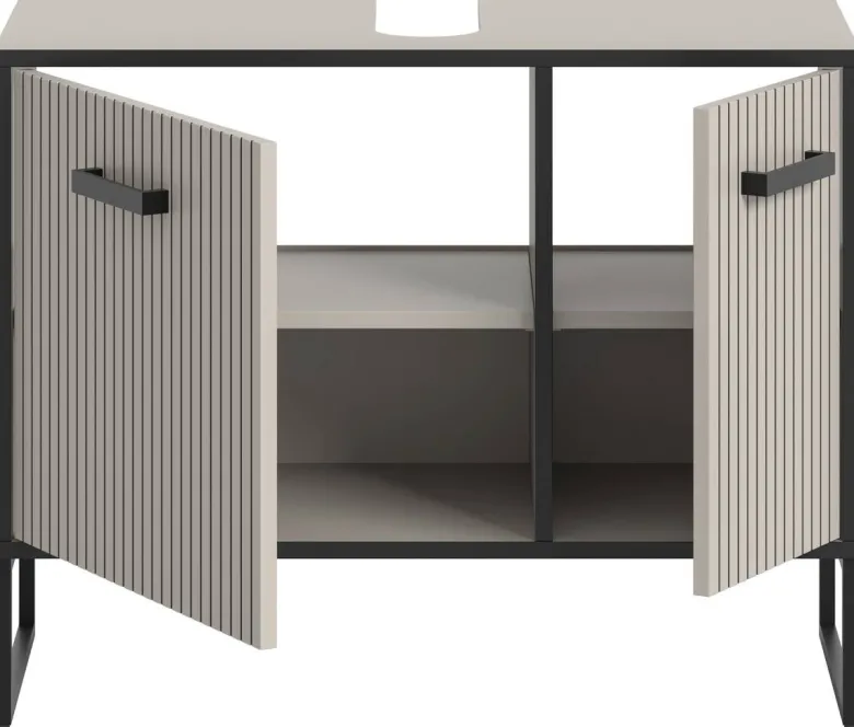 Waschbeckenunterschrank BAGNO schwarz Kaschmirgrau Nachbildung B/H/T: ca. 80x63x36 cm