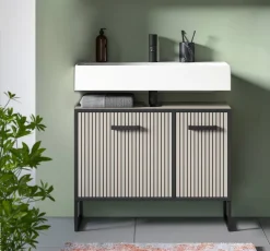 Waschbeckenunterschrank BAGNO schwarz Kaschmirgrau Nachbildung B/H/T: ca. 80x63x36 cm