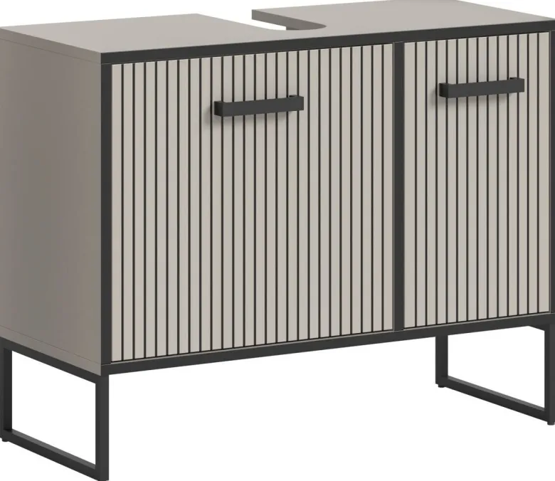 Waschbeckenunterschrank BAGNO schwarz Kaschmirgrau Nachbildung B/H/T: ca. 80x63x36 cm