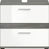 Waschbeckenunterschrank BLAKE Rauchsilber Nachbildung weiß Hochglanz B/H/T: ca. 60x57x34 cm