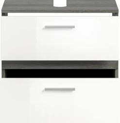 Waschbeckenunterschrank BLAKE Rauchsilber Nachbildung weiß Hochglanz B/H/T: ca. 60x57x34 cm
