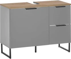 Waschbeckenunterschrank Denver grau matt Eiche Evoke Coast Nachbildung B/H/T: ca. 80x60x35 cm