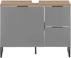 Waschbeckenunterschrank Denver grau matt Eiche Evoke Coast Nachbildung B/H/T: ca. 80x60x35 cm
