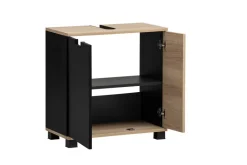 Waschbeckenunterschrank Emmik schwarz matt Eiche Eiche weiß Nachbildung B/H/T: ca. 59,8x62,4x32,6 cm