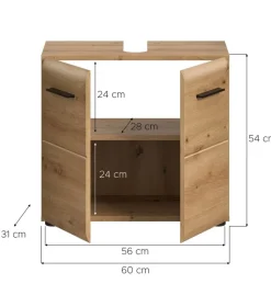 Waschbeckenunterschrank Ice Artisan Oak Nachbildung B/H/T: ca. 60x54x30 cm