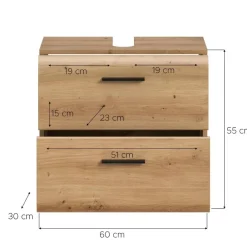 Waschbeckenunterschrank Ice Artisan Oak Nachbildung B/H/T: ca. 60x54x60 cm