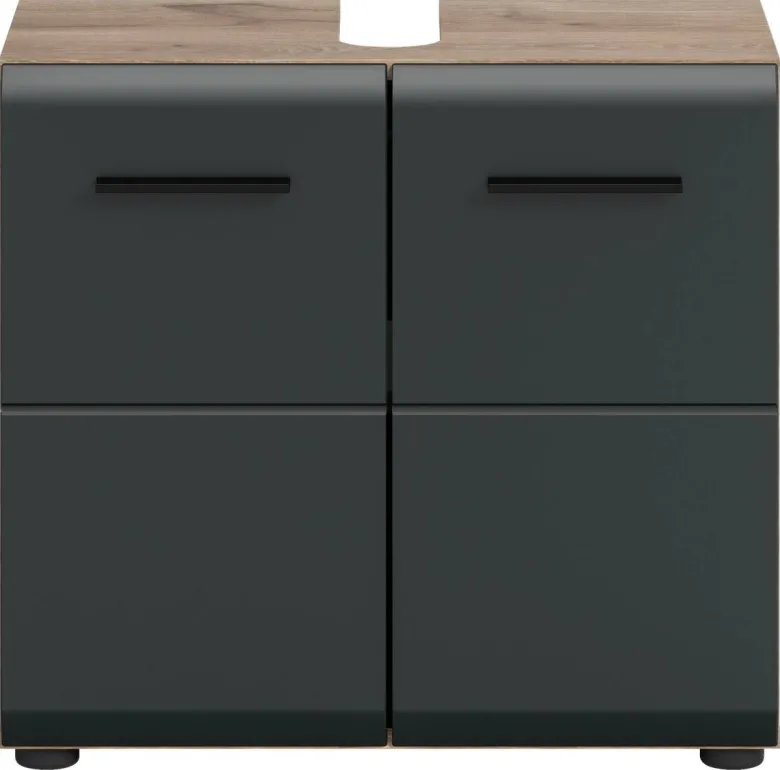 Waschbeckenunterschrank Ice Nox Oak Nachbildung schwarz matt B/H/T: ca. 60x54x30 cm