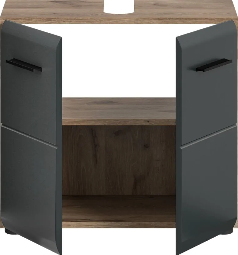 Waschbeckenunterschrank Ice Nox Oak Nachbildung schwarz matt B/H/T: ca. 60x54x30 cm