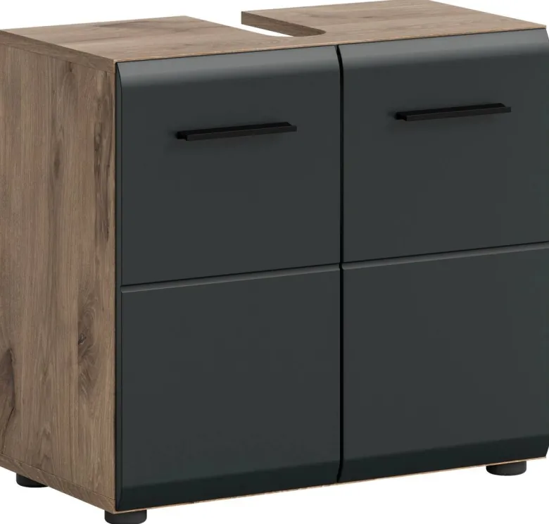 Waschbeckenunterschrank Ice Nox Oak Nachbildung schwarz matt B/H/T: ca. 60x54x30 cm