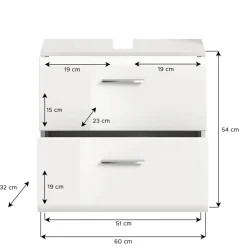 Waschbeckenunterschrank ICE weiß weiß Hochglanz B/H/T: ca. 60x54x32 cm