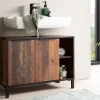 Waschbeckenunterschrank Jaap Old Wood dunkel Nachbildung B/H/T: ca. 79,8x49,3x33 cm
