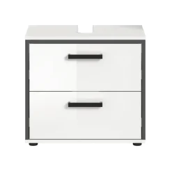Waschbeckenunterschrank KOJAK weiß weiß Hochglanz anthrazit B/H/T: ca. 60x55x37 cm
