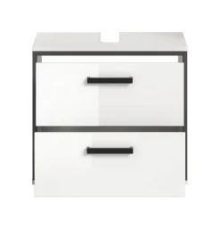 Waschbeckenunterschrank KOJAK weiß weiß Hochglanz anthrazit B/H/T: ca. 60x55x37 cm