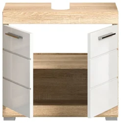 Waschbeckenunterschrank LAMBADA Eiche Sonoma hell Nachbildung weiß Hochglanz B/H/T: ca. 60x56x34 cm