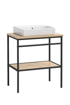Waschbeckenunterschrank Lorna Eiche Nachbildung schwarz B/H/T: ca. 70x89,2x45 cm