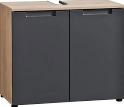 Waschbeckenunterschrank Mailand Eiche Viking Nachbildung anthrazit B/H/T: ca. 70x59x35 cm