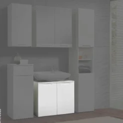 Waschbeckenunterschrank Mailand weiß weiß Hochglanz B/H/T: ca. 70x60x35 cm