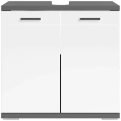 Waschbeckenunterschrank NEBRASKA anthrazit weiß Lack Hochglanz silber Holzwerkstoff Holzwerkstoff Metall B/H/T: ca. 60x59x31,5 cm