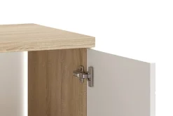 Waschbeckenunterschrank NEBRASKA Eiche Nachbildung weiß Lack Hochglanz silber B/H/T: ca. 60x59x31,5 cm
