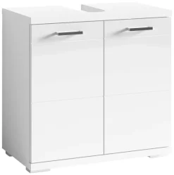 Waschbeckenunterschrank NEBRASKA weiß weiß Lack Hochglanz silber B/H/T: ca. 60x59x31,5 cm