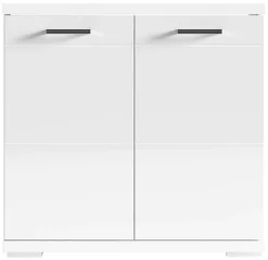 Waschbeckenunterschrank NEBRASKA weiß weiß Lack Hochglanz silber B/H/T: ca. 60x59x31,5 cm