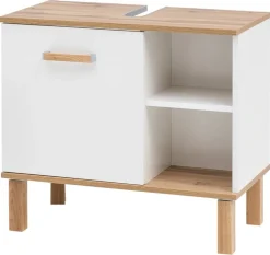 Waschbeckenunterschrank Padua weiß glanz Eiche Landhaus Nachbildung B/H/T: ca. 65,2x60,1x35 cm