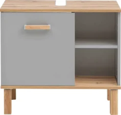 Waschbeckenunterschrank Padua grau Eiche Landhaus Nachbildung B/H/T: ca. 65,2x60,1x35 cm