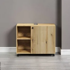 Waschbeckenunterschrank Pure Bliss Eiche Evoke Oak Nachbildung schwarz B/H/T: ca. 80x64x42 cm